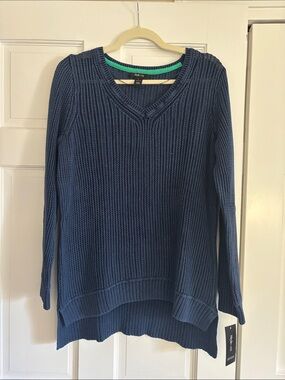 Style & Co. Navy Ribbed V-Neck Sweater